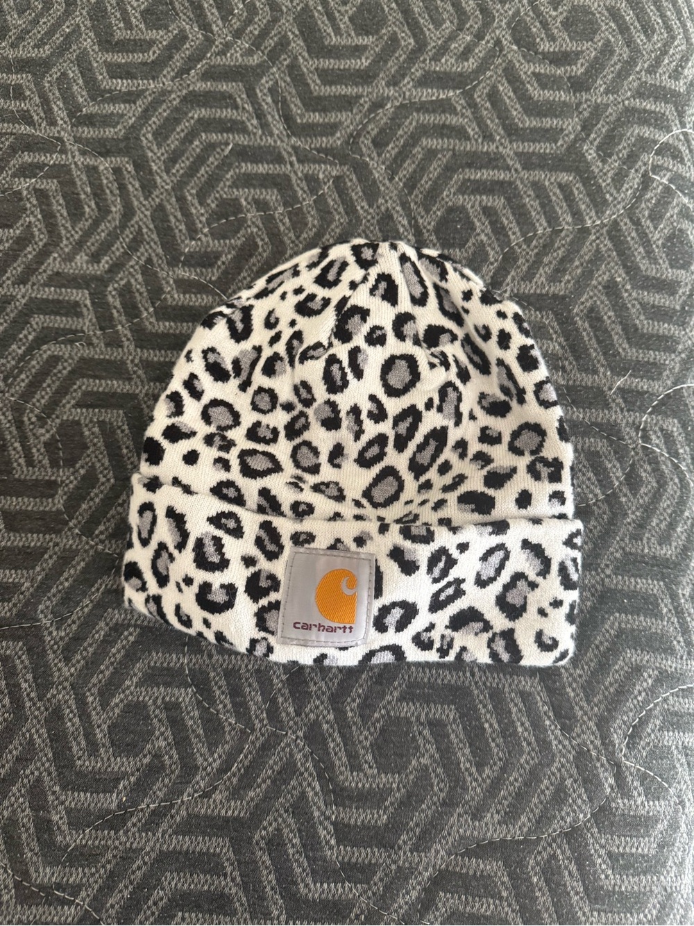 Carhartt White & Black Leopard Beanie